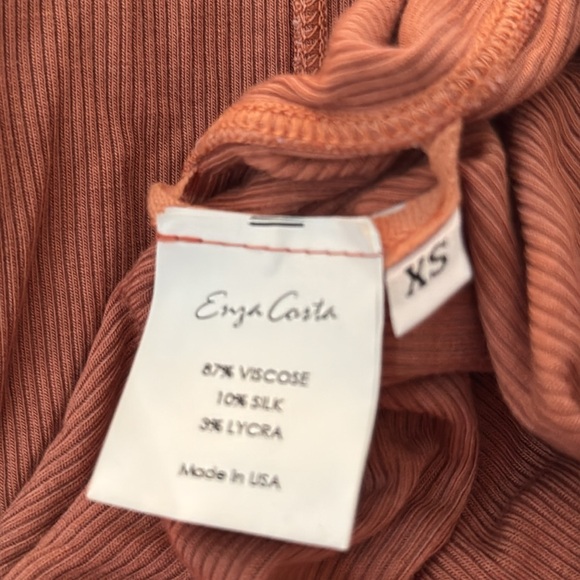 ENZA COSTA Shirt Womens Rust Red Open Knit Scoop Neck Tank Sleeveless worn 1x - Picture 4 of 4